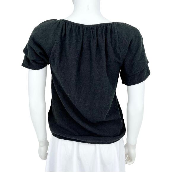 MADEWELL Texture & Thread Women Size XXS Blouse Tiered Sleeve Cowl Neck Black - Picture 5 of 5